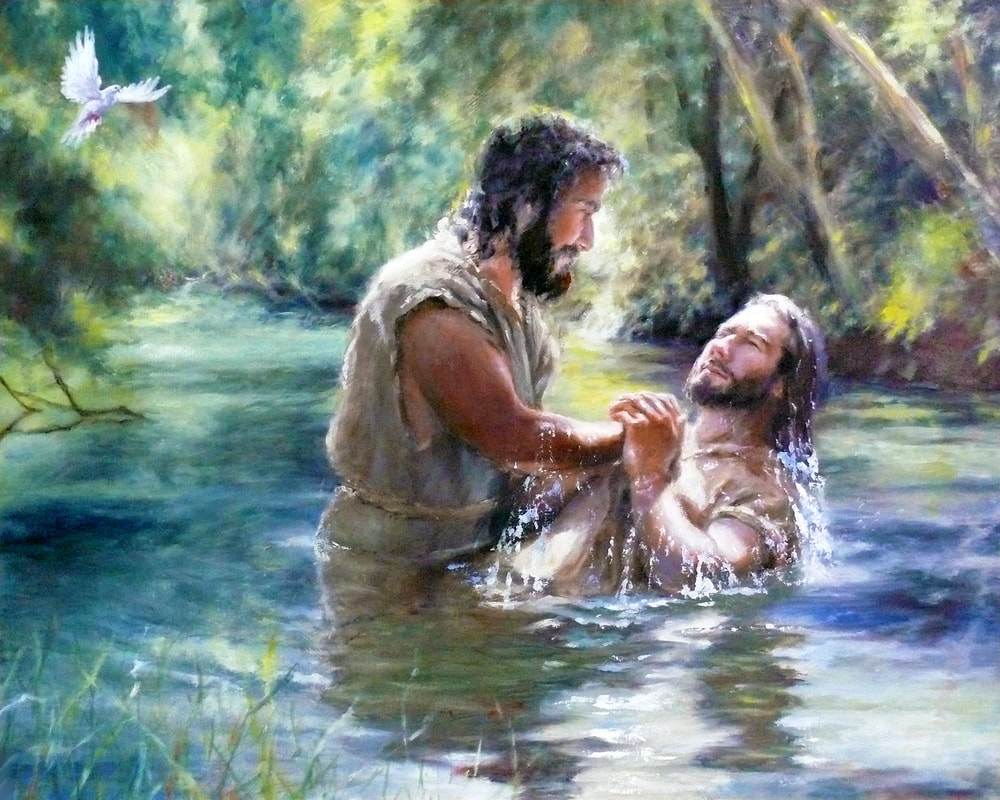 Jesus is baptized by John the Baptist